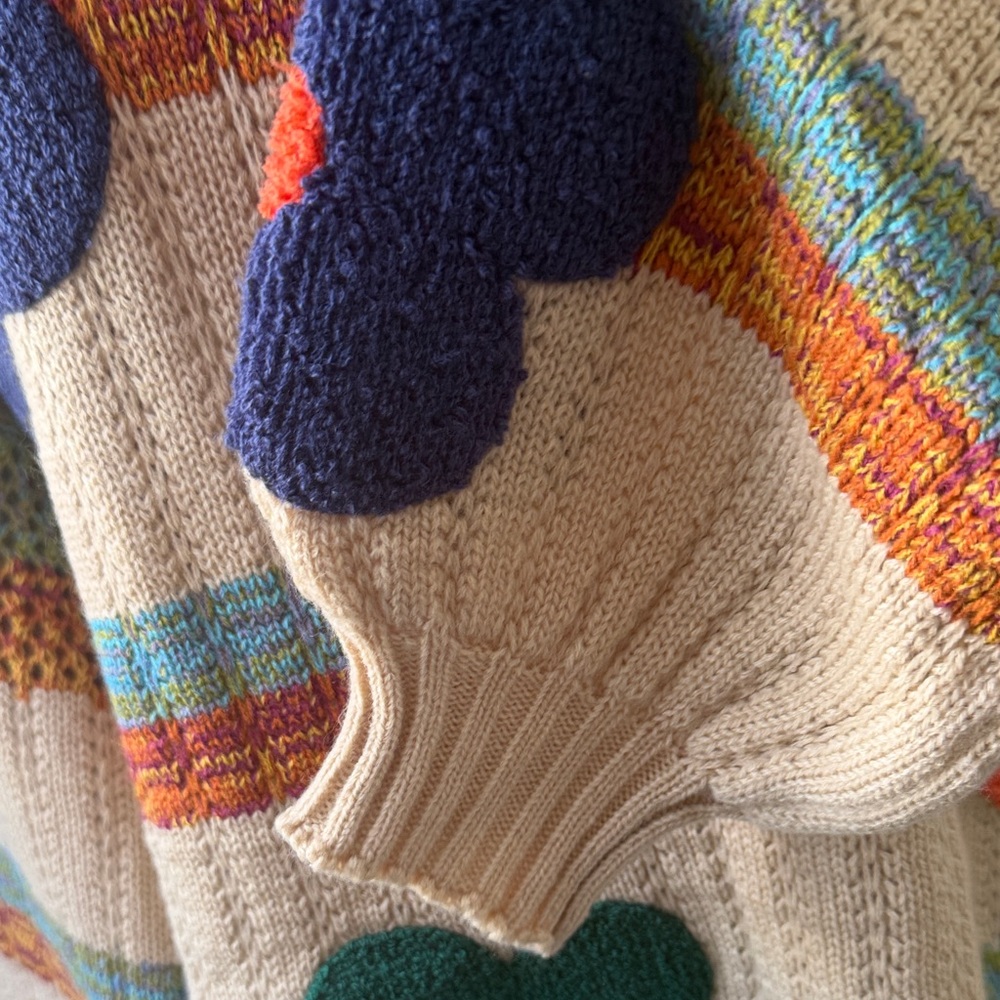 Easel Medium Floral Appliqué Crewneck Sweater in Beige - Picture 4 of 8